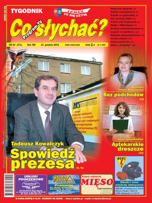 Okładka gazety Co słychać? - nr 50 (271) 2002